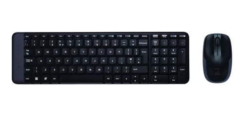 Kit de teclado y mouse inalámbrico Logitech MK220 Español de color negro