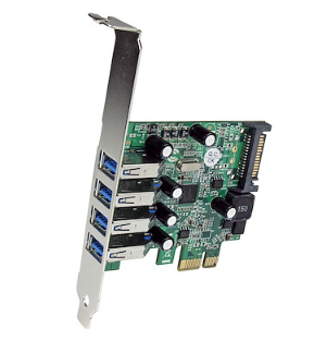 Tarjeta Adaptador PCI Express PCI-E USB 3.0 (5Gbps) con UASP de 4 Puertos - Alimentación SATA