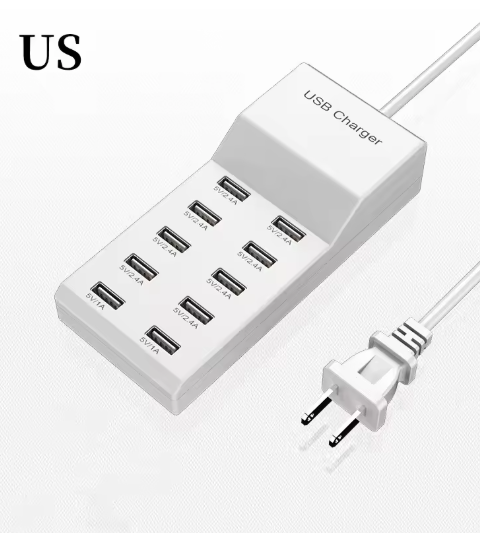 Estación de carga USB de 4/10 puertos, cargador Hub USB C multipuerto de 50W/10A para teléfono móvil, tableta, enchufe de extensión de múltiples dispositivos